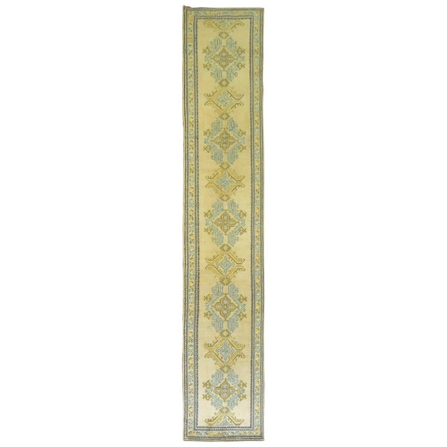 Antique Zabihi Collection Long Turkish Oushak Runner - 3'2" x 17'5" For Sale - Image 4 of 11