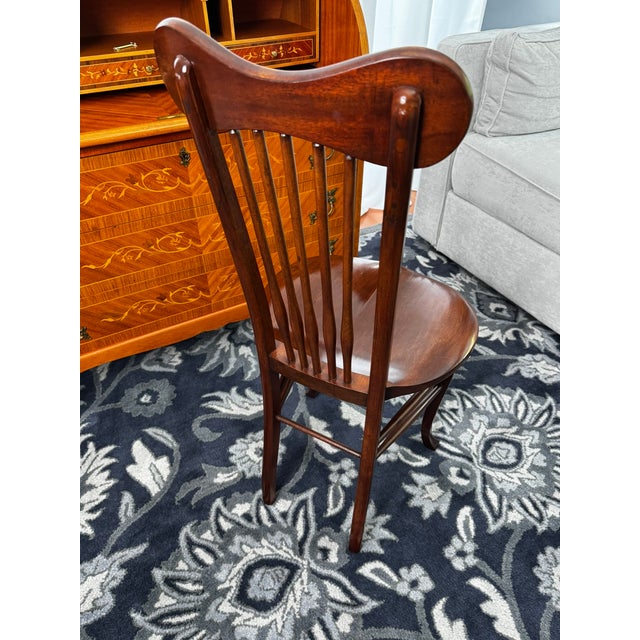 1970s Traditional Roll-Top Secretary Desk With Mother-of-Pearl Inlay Chair For Sale In Boston - Image 6 of 12