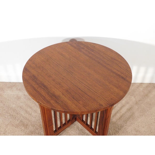 Kimball Antique Style Mission Prairie Arts & Crafts Oak Round Occasional Table For Sale - Image 18 of 18
