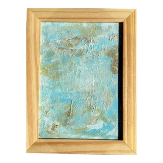 Vintage Boho Miniature Abstract Painting in Wood Frame For Sale