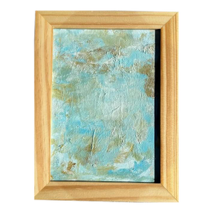 Vintage Boho Miniature Abstract Painting in Wood Frame