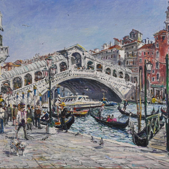 Transport yourself to the heart of Venice with this stunning framed and signed oil on canvas titled "Untitled Venice" by...