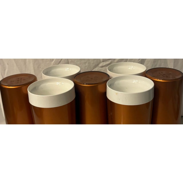 Copper 1960's Mid Century Modern Tall Insulated Copper Tumblers - Set of 7 For Sale - Image 8 of 9