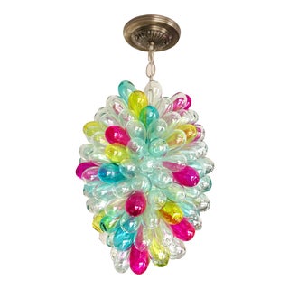 Recycled Handblown Glass Candy Colors Light Fixture For Sale