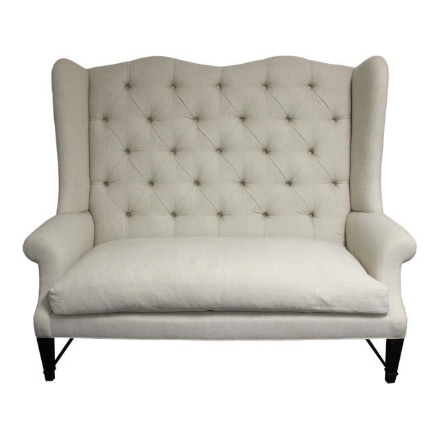 Tufted Wing Back Sofa For Sale