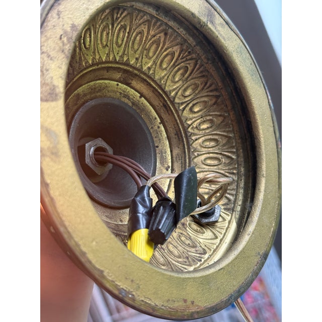Early 20th Century Antique Bradley & Hubbard Bronze Table Lamp With Slag Glass Dome Shade For Sale - Image 5 of 18