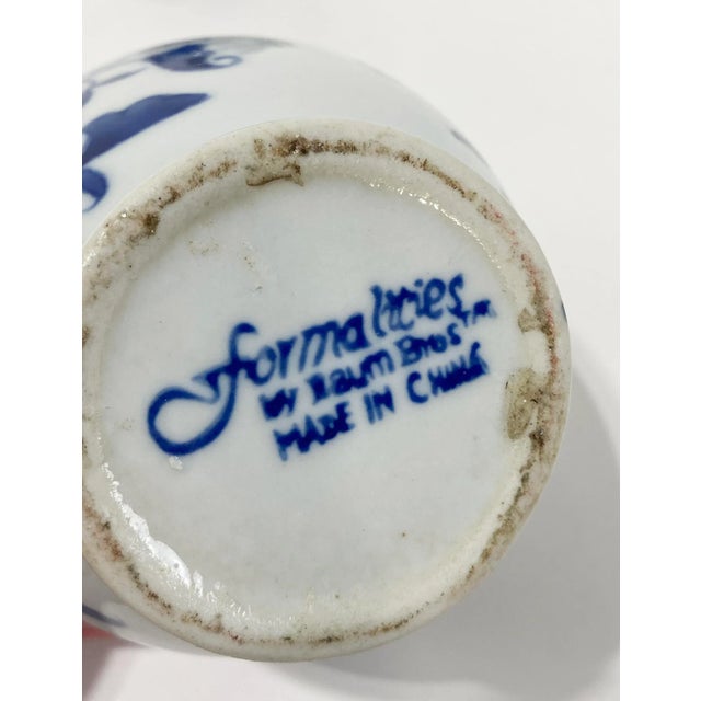 Blue Vintage Lidded Blue and Ivory Floral Temple Jar For Sale - Image 8 of 8