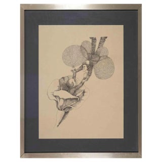 Unknown, Lovers, 1970s, Original Drawing, Framed For Sale
