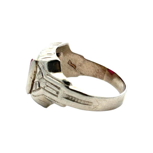 Vintage Art Deco Solid Gold Red Stone Ring, Size 6.75 For Sale In New York - Image 6 of 10