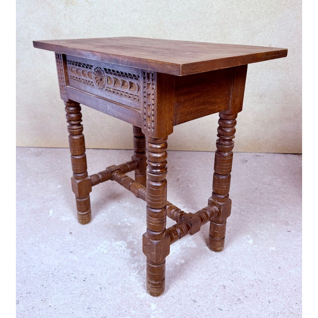 Spanish Carved Nightstands with Turned Legs, 1950, Set of 2 For Sale - Image 12 of 16