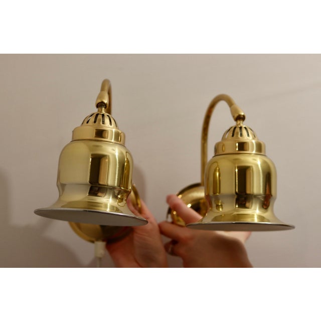 Vintage Swedish Brass Wall Lamps by Dahlquist and Johansson, 1960s, Set of 2 For Sale - Image 3 of 9