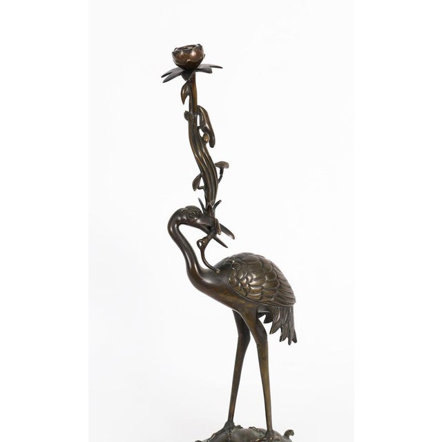 Antique Japanese Bronze Pricket Candlesticks, 19th Century, Set of 2 For Sale - Image 12 of 18