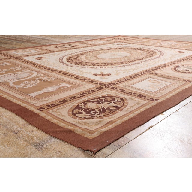 Tan Vintage Chinese Aubusson Rug, 09'00 X 12'01 For Sale - Image 8 of 10