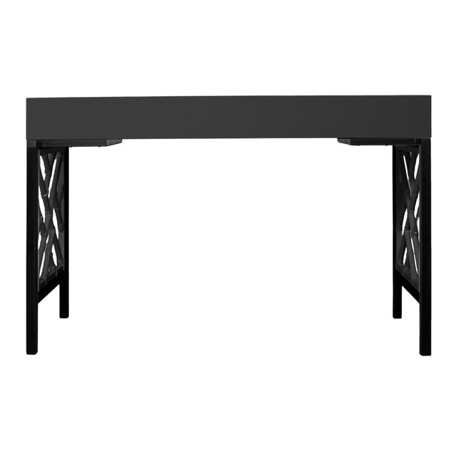 Wood Chippendale Writing Desk - Black For Sale - Image 7 of 9