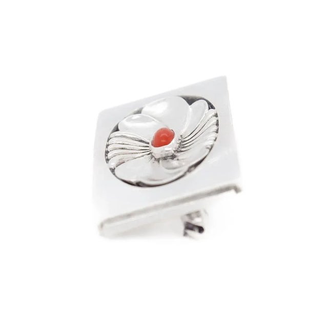Vintage Georg Jensen Sterling Silver & Carnelian Brooch No. 269 For Sale - Image 12 of 12