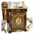 French Commode Cabinet With Marble Top, Floral Medallion & Gilded Accents For Sale