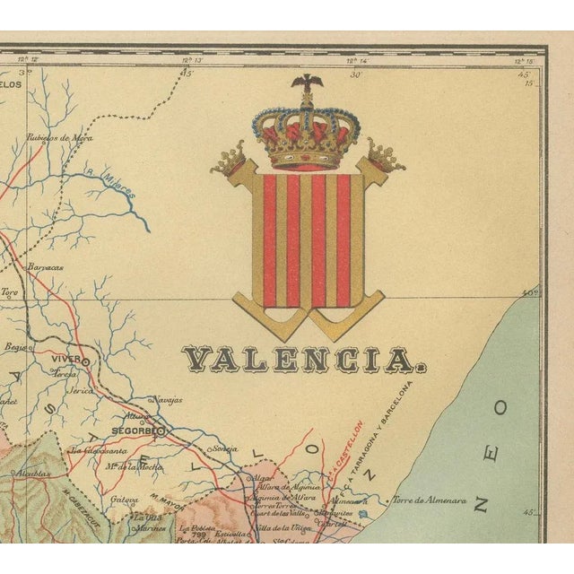 1900 - 1909 Map of the Province of Valencia, 1901 For Sale - Image 5 of 6