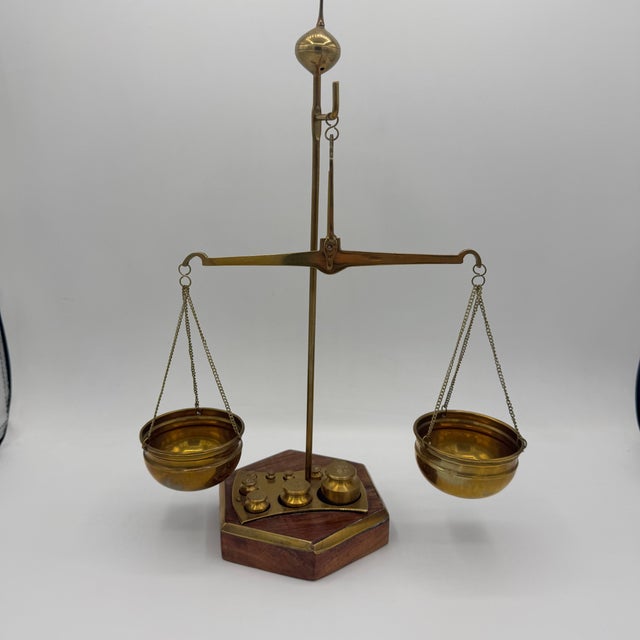 Precision Scale in Brass and Wood, 1920s For Sale - Image 12 of 12