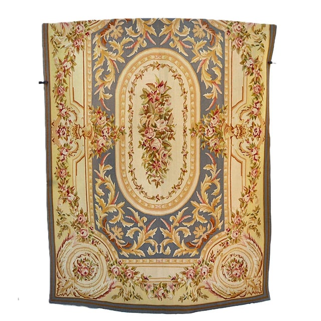Aubusson Rug with Terracotta Border For Sale - Image 6 of 7