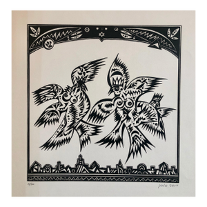 Michail GrobmanPost Soviet Nonconformist Avant Garde Russian Israeli Woodcut Woodblock Print, 1976