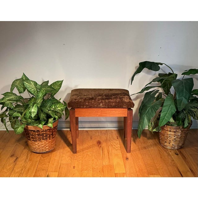 Jens Rison Danish Mid Century Upholstered Walnut Floating Seat Ottoman For Sale - Image 9 of 10