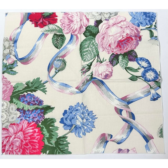 Vintage 1980s Cabbage Rose Floral Cotton Dinner Napkins – Grandmillennial Style (Set of 6) For Sale - Image 9 of 12