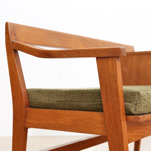1960s Mid Century Entryway Bench in Teak & Green For Sale - Image 9 of 10
