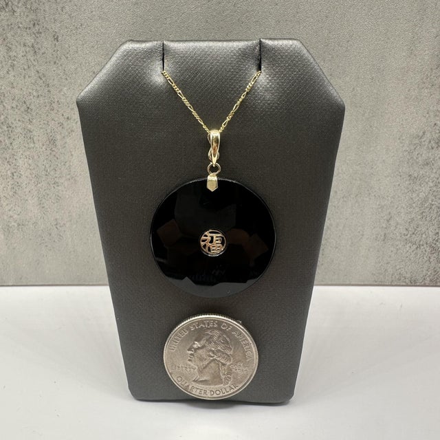 Black Onyx Necklace in 10kt Yellow Gold – Enhancer Bail, 18in, New For Sale - Image 4 of 5