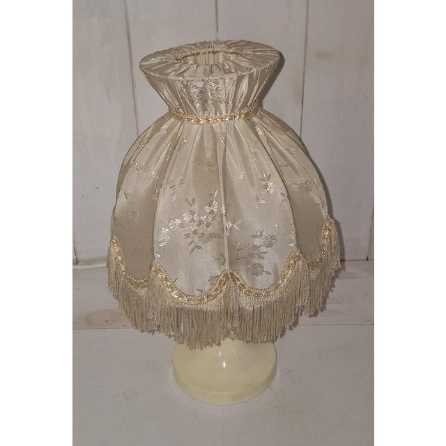 Vintage Table Lamp with Cream Plastic Base and Beige Fabric Shade, 1970s For Sale - Image 4 of 7
