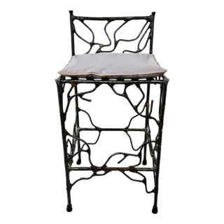 1980s Wrought Iron Vanity Stool For Sale