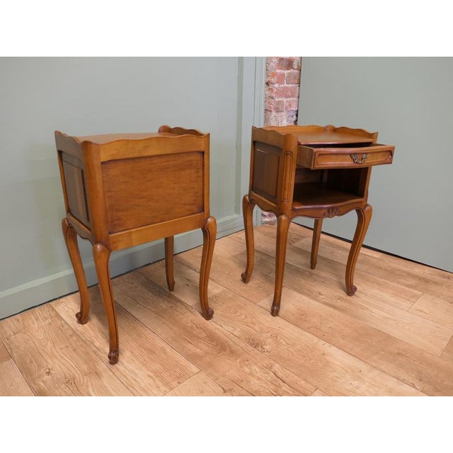 French Cherrywood Bedside Lockers, 1960, Set of 2 For Sale - Image 10 of 11