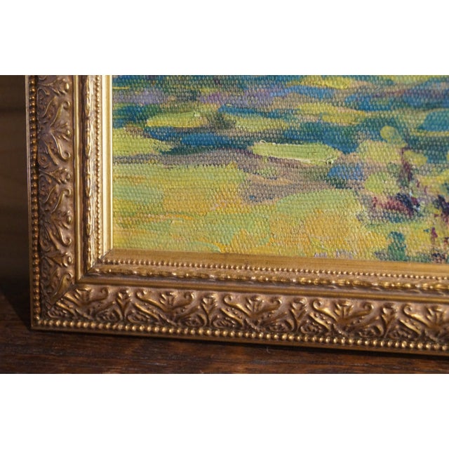 Impressionist 1930s Green and Gold Impressionist Landscape of Trees For Sale - Image 3 of 9