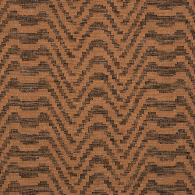 Contemporary SAMPLE - Schumacher Stepped Chevron Fabric In Sepia For Sale - Image 3 of 4