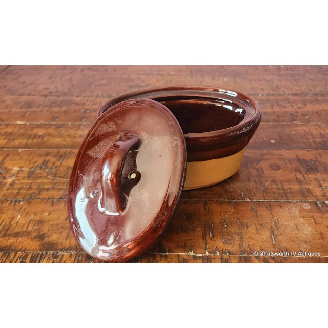 Vintage Stoneware Small Lidded Casserole Covered Oval Bowl ~ Dish, 1980s For Sale - Image 9 of 9