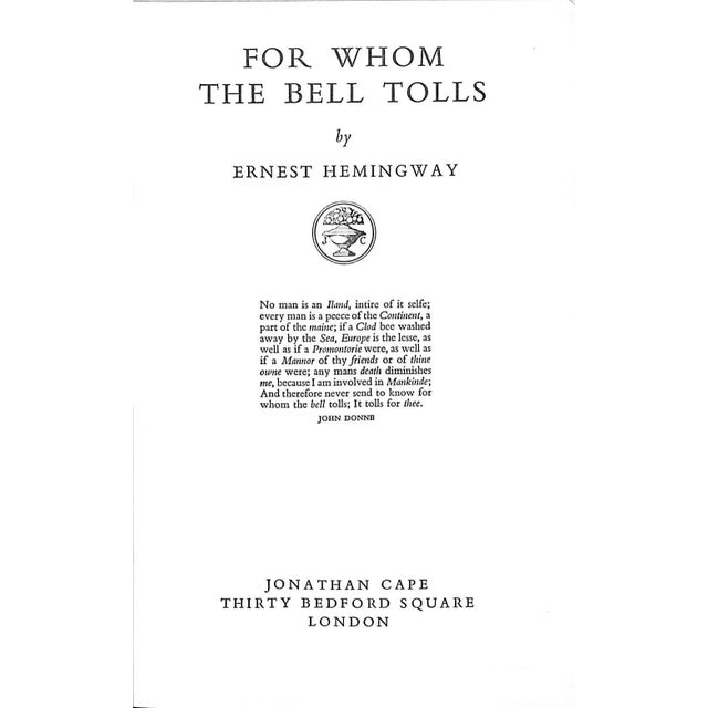 HEMINGWAY, Ernest [443] pp. Jonathan Cape 1963 Twentieth Impression w/ slipcase Bound by Frost & Co Batch, England 7 3/4"...