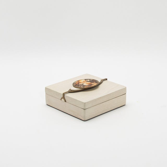 Kifu Paris Set of 2 Boxes in Oak With Semi-Precious Stone and Brass by Kifu Paris For Sale - Image 4 of 9