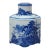 Chinese Chinoiserie Blue & White Pagoda Mountain Landscape Tea Caddy 11" For Sale