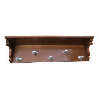 Wall-Mounted Coat Rack in Wood and Aluminum, 1980s For Sale