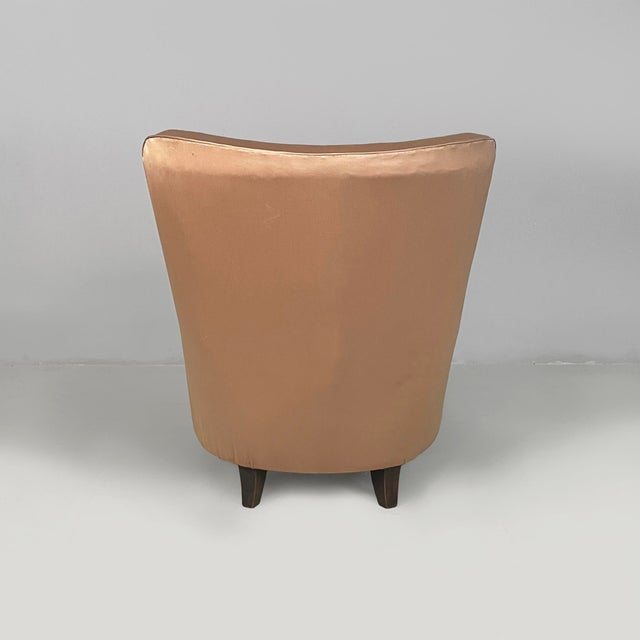 Mid-Century Modern Italian Lounge Chairs in Wood and Pink and Beige Silk, 1940s, Set of 2 For Sale - Image 4 of 18