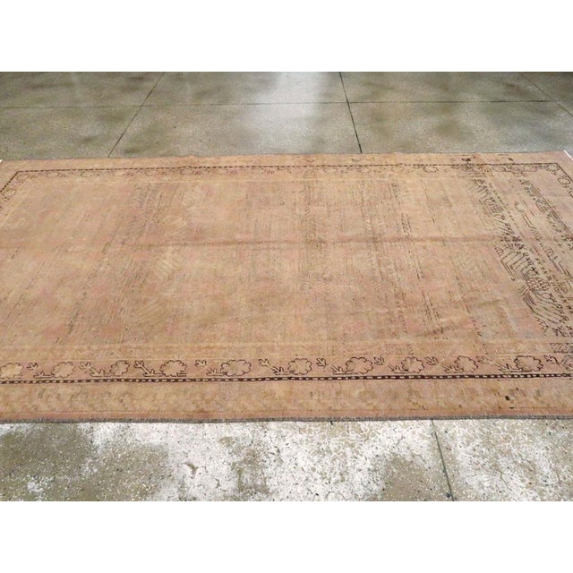 Blush Mid-20th Century Handmade East Turkestan Khotan Gallery Carpet For Sale - Image 8 of 10
