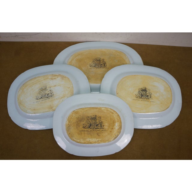 Antique 1825 Stephan Folch Bamboo & Basket Ironstone China Platters - Set of 4 For Sale - Image 11 of 14