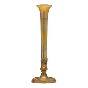 Early 20th Century Tiffany Furnaces Patinated Bronze and Favrile Glass Vase