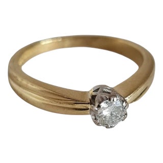 18ct Yellow Gold Diamond Solitaire Ring, 1994 For Sale