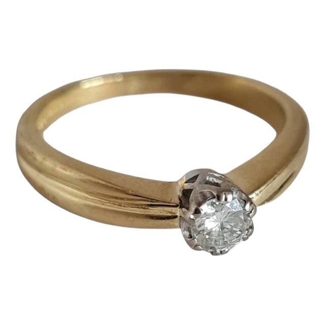 18ct Yellow Gold Diamond Solitaire Ring, 1994 For Sale