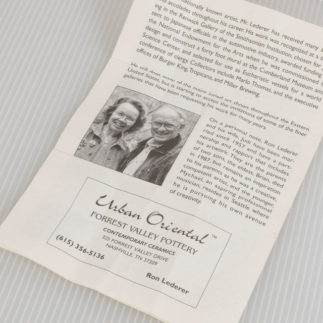 Ron Lederer Urban Oriental Stoneware Vase Sculpture Forrest Valley Pottery Tn For Sale - Image 9 of 11