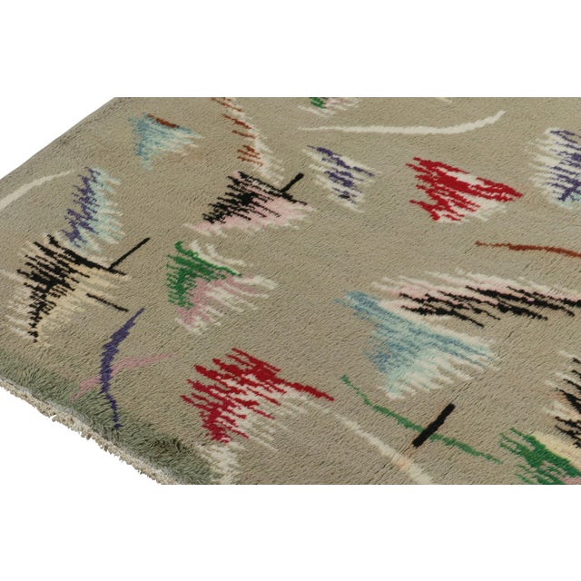 1960s 1960s Vintage Zeki Müren Rug in Tea Green With Polychromatic Patterns by Rug & Kilim For Sale - Image 5 of 8