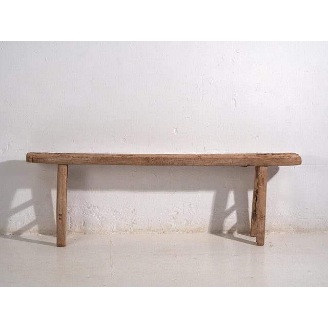 Antique Primitive Wooden Bench For Sale - Image 6 of 9