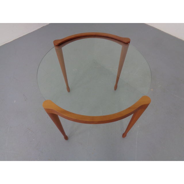 Wood Giotto Glass and Cherry Wood Side Table by Tarcisio Colzoni for Porada, Italy, 1990s For Sale - Image 7 of 13