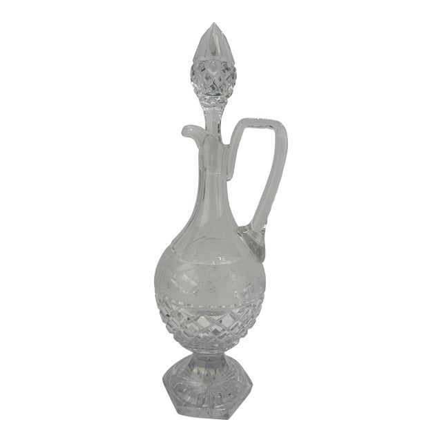 Early 20th Century Crystal Claret Ewer, Wheel-Engraved Game Frieze, Possibly Val Saint-Lambert For Sale