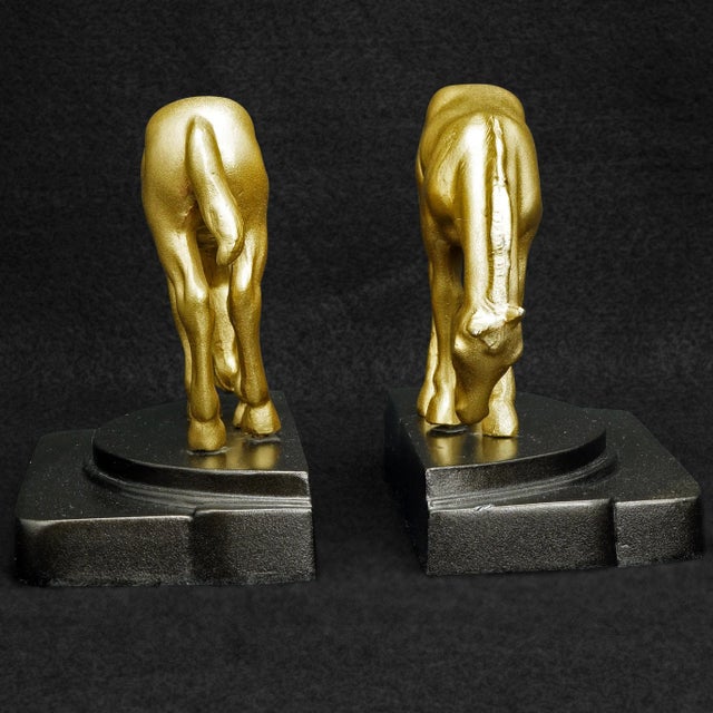 Gold 1930s Art Deco Grazing Pony Bookends - Set of 2 For Sale - Image 8 of 10
